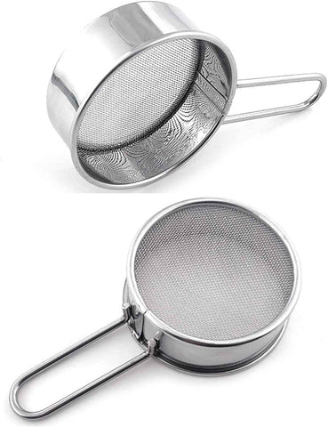 2pcs Small Strainer, Flour Colander Mini Small Flour Sifter for Baking Powder Sugar Coffee Pastas Tea,  Stainless Steel Food Strainer Mini Sifter with Handle In Australia - Darrahopens