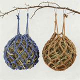 2 Pcs Rabbit Hay Feeder Mesh Bags, 2 Metal Hooks Hanging Hay Mesh Bags, Guinea Pig Hay Bags, High-Capacity Bunny Hay Bag for Rabbits, Chinchillas, Hamsters, （Coffee color+dark blue） In Australia - Darrahopens