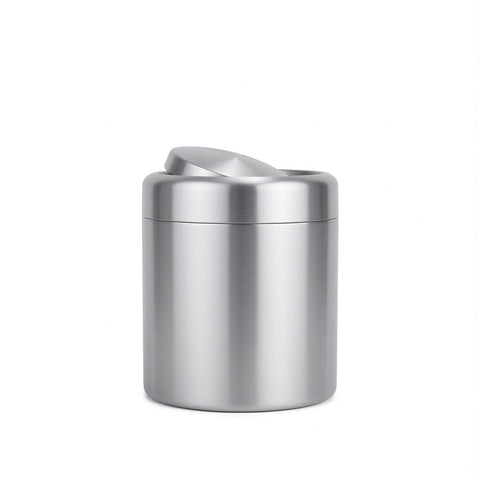 Covered trash cans, brushed stainless steel trash cans, cylindrical trash cans, bathroom, living room, office, kitchen trash cans (silver) In Australia - Darrahopens