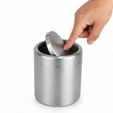Covered trash cans, brushed stainless steel trash cans, cylindrical trash cans, bathroom, living room, office, kitchen trash cans (silver) In Australia - Darrahopens