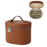 Makeup Bag Vanity Case with Divider and Handle, Aesthetic Makeup Bags, Waterproof PU Leather Toiletry Bag for Women Girls, Portable Cosmetic Organizer Bag (Brown) In Australia - Darrahopens
