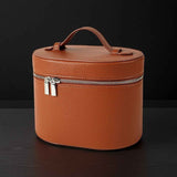 Makeup Bag Vanity Case with Divider and Handle, Aesthetic Makeup Bags, Waterproof PU Leather Toiletry Bag for Women Girls, Portable Cosmetic Organizer Bag (Brown) In Australia - Darrahopens