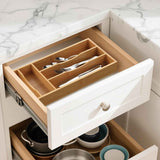 Bamboo Kitchen Drawer Silverware Organizer, Silverware Utensils Tray Holder for Small Drawer, Wood Caddy for Flatware Cutlery Knives 5-Slots In Australia - Darrahopens