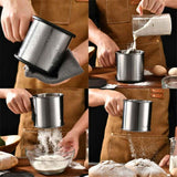 Flour Sifter for Baking, Handheld Strainer Sifter Stainless Steel, Hand Crank Squeeze Sieve for Baking w/Comfortable Handle for Flour Powdered Sugar Cake - Baker Supplies In Australia - Darrahopens