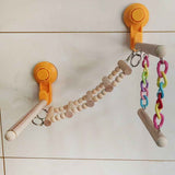 Wood Window Bird Perch Toy with Suction Cup, Climbing Ramp Ladder Platform, Enrichment Accessories Stuff for Parrot, Parakeet, Budgie, Cockatiel In Australia - Darrahopens