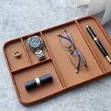 Leather Tray, Stylish and Organized Multifunctional Tray, for Table Entryway, Premium PU Leather, Tray for Keys, Watch, Wallet, Jewelry, and More (Brown ) In Australia - Darrahopens