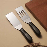 Stainless steel frying shovel, cooking small shovel, teppanyaki pancake scraper, steak cake shovel, creative kitchen tool（Solid+hollow shovel） In Australia - Darrahopens