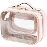 Travel Clear Toiletry Bag Makeup Bag, Cosmetics Case Toiletry Bag with Handle, Zipper Makeup Handbag Transparent Waterproof Large Capacity Storage Organizer for Women Girls（Pink） In Australia - Darrahopens