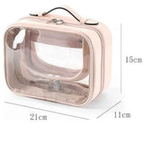 Travel Clear Toiletry Bag Makeup Bag, Cosmetics Case Toiletry Bag with Handle, Zipper Makeup Handbag Transparent Waterproof Large Capacity Storage Organizer for Women Girls（Pink） In Australia - Darrahopens