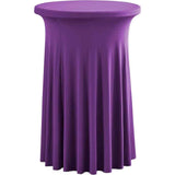 Cocktail Table Covers with Ruffle Skirt Stretch Fitted Cocktail Tablecloth Linens for Round Tables Washable Decorative High Top Table Covers -  Purple（60*110cm） In Australia - Darrahopens