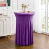 Cocktail Table Covers with Ruffle Skirt Stretch Fitted Cocktail Tablecloth Linens for Round Tables Washable Decorative High Top Table Covers -  Purple（60*110cm） In Australia - Darrahopens