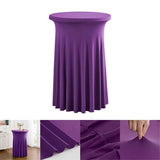 Cocktail Table Covers with Ruffle Skirt Stretch Fitted Cocktail Tablecloth Linens for Round Tables Washable Decorative High Top Table Covers -  Purple（60*110cm） In Australia - Darrahopens