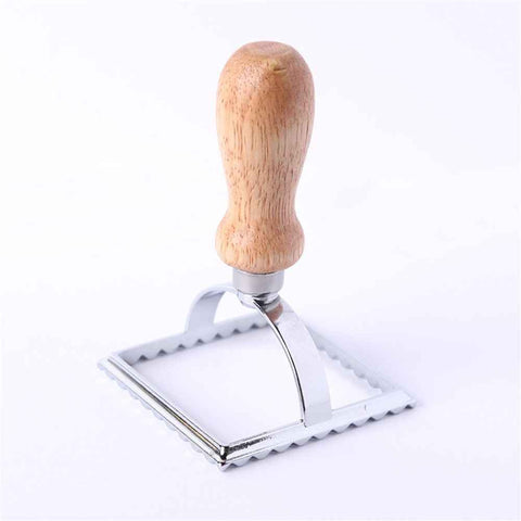 Zinc alloy edge flower biscuit mould Dim sum cake dumpling skin cake die cutter baking appliance Wooden Handles, Fluted Square Shapes, In Australia - Darrahopens