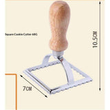Zinc alloy edge flower biscuit mould Dim sum cake dumpling skin cake die cutter baking appliance Wooden Handles, Fluted Square Shapes, In Australia - Darrahopens