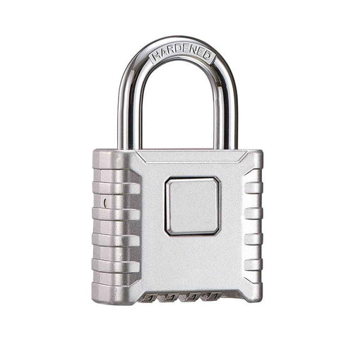 1-piece set of heavy-duty 4-digit password lock, one click unlock, error proof function, waterproof large outdoor padlock, suitable for school gym storage cabinets, fences, doors, storage units (silver) In Australia - Darrahopens