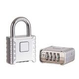 1-piece set of heavy-duty 4-digit password lock, one click unlock, error proof function, waterproof large outdoor padlock, suitable for school gym storage cabinets, fences, doors, storage units (silver) In Australia - Darrahopens