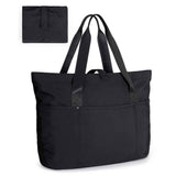 Tote Bag for Women, Foldable Tote Bag With Zipper Travel Large Shoulder Bag Handbag for Work（Black） In Australia - Darrahopens