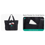 Tote Bag for Women, Foldable Tote Bag With Zipper Travel Large Shoulder Bag Handbag for Work（Black） In Australia - Darrahopens