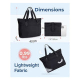 Tote Bag for Women, Foldable Tote Bag With Zipper Travel Large Shoulder Bag Handbag for Work（Black） In Australia - Darrahopens