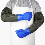 Aquatic, seafood, fishing gloves, dishwashing, car washing, extended anti slip, wear-resistant, waterproof, acid alkali resistant, and cutting protective gloves（blue） In Australia - Darrahopens