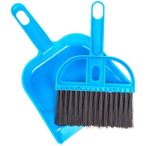 2pcs Pet Cage Broom Brush Dustpan Set - Small Cat Litter Sweeper for Pet Cage Clean and Car Keyboard Brush (Blue) In Australia - Darrahopens