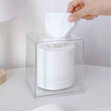 Tissue Box Holder & Cover Multi-Use Dryer Sheet & Mask Case Organizer for Bathroom, Car, Office, Table - Clear Square（14X14X14cm） In Australia - Darrahopens