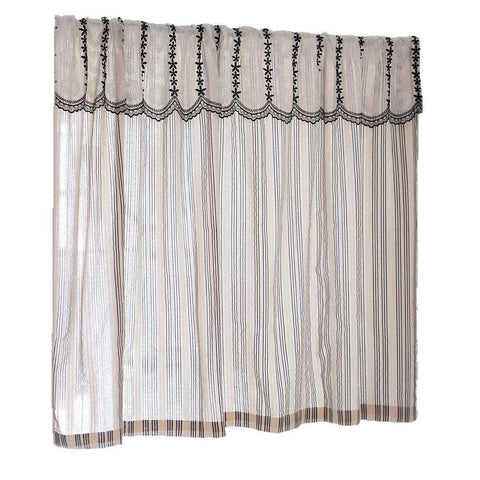 Black and white striped lace curtain head door curtain, kitchen small curtain, translucent blocking curtain Width 135 * Height 60cm [excluding pole] In Australia - Darrahopens