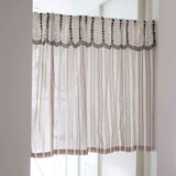 Black and white striped lace curtain head door curtain, kitchen small curtain, translucent blocking curtain Width 135 * Height 60cm [excluding pole] In Australia - Darrahopens