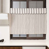 Black and white striped lace curtain head door curtain, kitchen small curtain, translucent blocking curtain Width 135 * Height 60cm [excluding pole] In Australia - Darrahopens