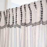 Black and white striped lace curtain head door curtain, kitchen small curtain, translucent blocking curtain Width 135 * Height 60cm [excluding pole] In Australia - Darrahopens
