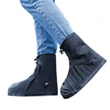 Cycling middle tube rainproof shoe cover, outdoor thick high tube waterproof rain boots shoe cover, suitable for rainy days, men's and women's anti slip and wear-resistant(Black, M) In Australia - Darrahopens