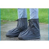 Cycling middle tube rainproof shoe cover, outdoor thick high tube waterproof rain boots shoe cover, suitable for rainy days, men's and women's anti slip and wear-resistant(Black, M) In Australia - Darrahopens