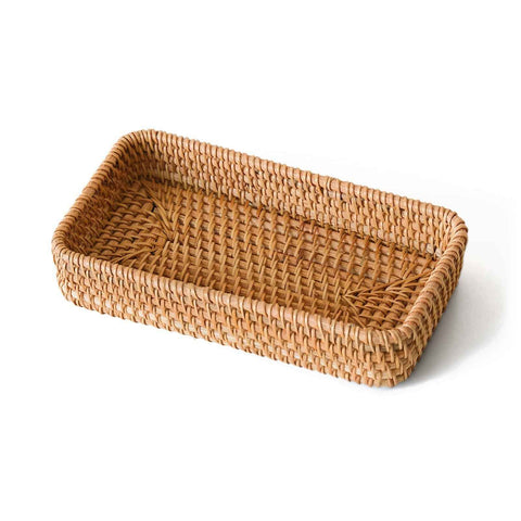 Small Rattan Serving Tray, Natural Wicker Decorative Tray Handwoven for Keys Trinkets Rings Cosmetics, Decorative Jewelry Perfume Tray for Coffee Table Entryway Living Room(Small) In Australia - Darrahopens