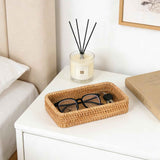 Small Rattan Serving Tray, Natural Wicker Decorative Tray Handwoven for Keys Trinkets Rings Cosmetics, Decorative Jewelry Perfume Tray for Coffee Table Entryway Living Room(Small) In Australia - Darrahopens
