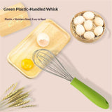 Stainless steel manual egg beater with silicone handle, egg white and cream whisk, household and commercial baking tools, mixer（Green P-handle egg beater 10 inches） In Australia - Darrahopens