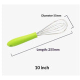 Stainless steel manual egg beater with silicone handle, egg white and cream whisk, household and commercial baking tools, mixer（Green P-handle egg beater 10 inches） In Australia - Darrahopens