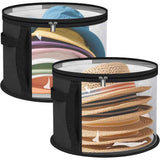 2PCS Extra Large Clear Hat Organizer for Travel and Wardrobe, Holds up to 7 Hats, Round Hat Box Storage for Women & Men,Large Capacity Cowboy Hat Organizer(Black) In Australia - Darrahopens