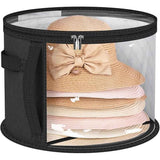 2PCS Extra Large Clear Hat Organizer for Travel and Wardrobe, Holds up to 7 Hats, Round Hat Box Storage for Women & Men,Large Capacity Cowboy Hat Organizer(Black) In Australia - Darrahopens