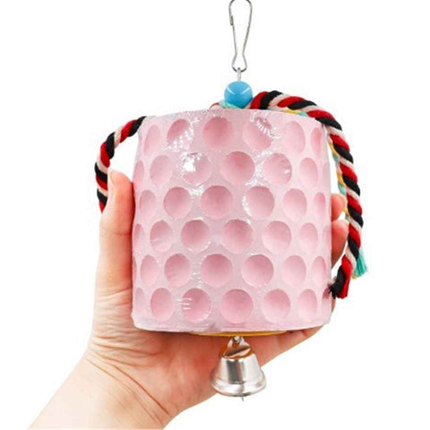 Bird chewing toys, parrot beak grinding calcium stones, with bells, birdcage accessories, parrot cub, hamster, Totoro cage toys（Pink） In Australia - Darrahopens