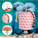 Bird chewing toys, parrot beak grinding calcium stones, with bells, birdcage accessories, parrot cub, hamster, Totoro cage toys（Pink） In Australia - Darrahopens