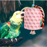 Bird chewing toys, parrot beak grinding calcium stones, with bells, birdcage accessories, parrot cub, hamster, Totoro cage toys（Pink） In Australia - Darrahopens