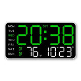 Large Digital Wall Clock, Led Alarm Clock with Big Digits, Date, Temperature, DST, Modern Decor Design for Desk,Brightness for Room, Bedroom, Gift, Yougster and Elderly(White shell green light) In Australia - Darrahopens