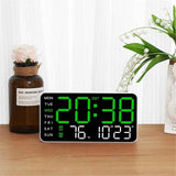 Large Digital Wall Clock, Led Alarm Clock with Big Digits, Date, Temperature, DST, Modern Decor Design for Desk,Brightness for Room, Bedroom, Gift, Yougster and Elderly(White shell green light) In Australia - Darrahopens