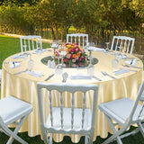 120cm Round Satin TableclothsOverlay Round Satin Table Cover Bright Silk Smooth Fabric Tablecloth for Wedding Banquet Tables Decoration（champagne） In Australia - Darrahopens