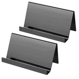 2pcs Business Card Holder, Reflective  Stainless Steel Desktop Name Cards Display Stand for Office Desk, Black In Australia - Darrahopens
