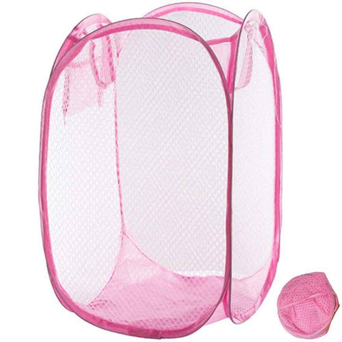 2pcs Portable Mesh Pop Up Laundry Hamper Pink Vertical Collapsible Laundry Basket With Strong Handles for Easy Storage, Suitable for Bedroom, College Dorms, Travel, 30*30*46cm In Australia - Darrahopens