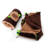 2-piece set of small animal hammocks, warm plush hanging tunnels, and double-layer hammock cages, suitable for rocking hammocks hiding ferrets, guinea pigs, Totoro, squirrels, mice, and hamsters, brown In Australia - Darrahopens