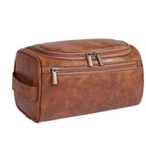 Toiletry Bag for Men, Hanging Travel Shaving Dopp Kit for Men and Women, Water-resistant Toiletries Organizer Bags, PU Leather Cosmetic Bags for Makeup Accessories (Light Brown) In Australia - Darrahopens