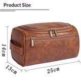 Toiletry Bag for Men, Hanging Travel Shaving Dopp Kit for Men and Women, Water-resistant Toiletries Organizer Bags, PU Leather Cosmetic Bags for Makeup Accessories (Light Brown) In Australia - Darrahopens