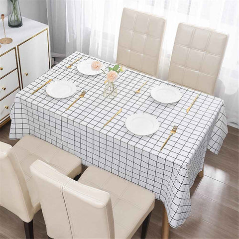 Rectangular checkered tablecloth PEVA for kitchen dining, picnic and camping, wrinkle free and washable tablecloth, black+white, 137*90cm In Australia - Darrahopens